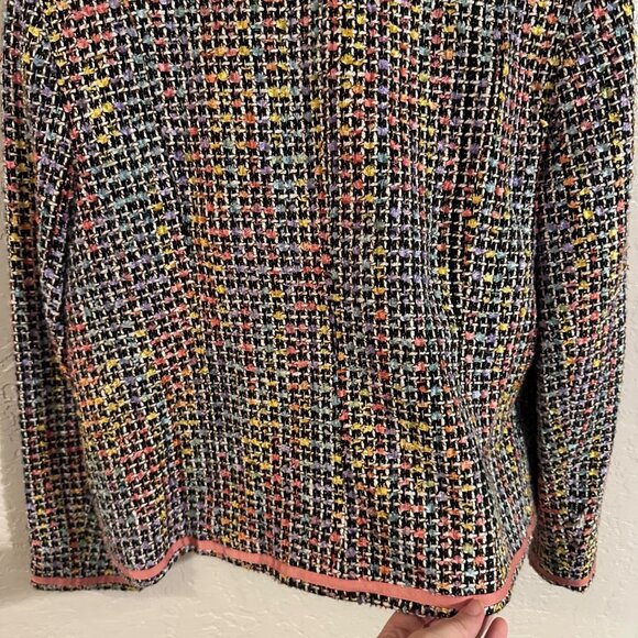 Hillard & Hanson Tweed Bow Accent Plus Size Long Sleeved Pink Piped Pocketed Bla - Picture 11 of 11